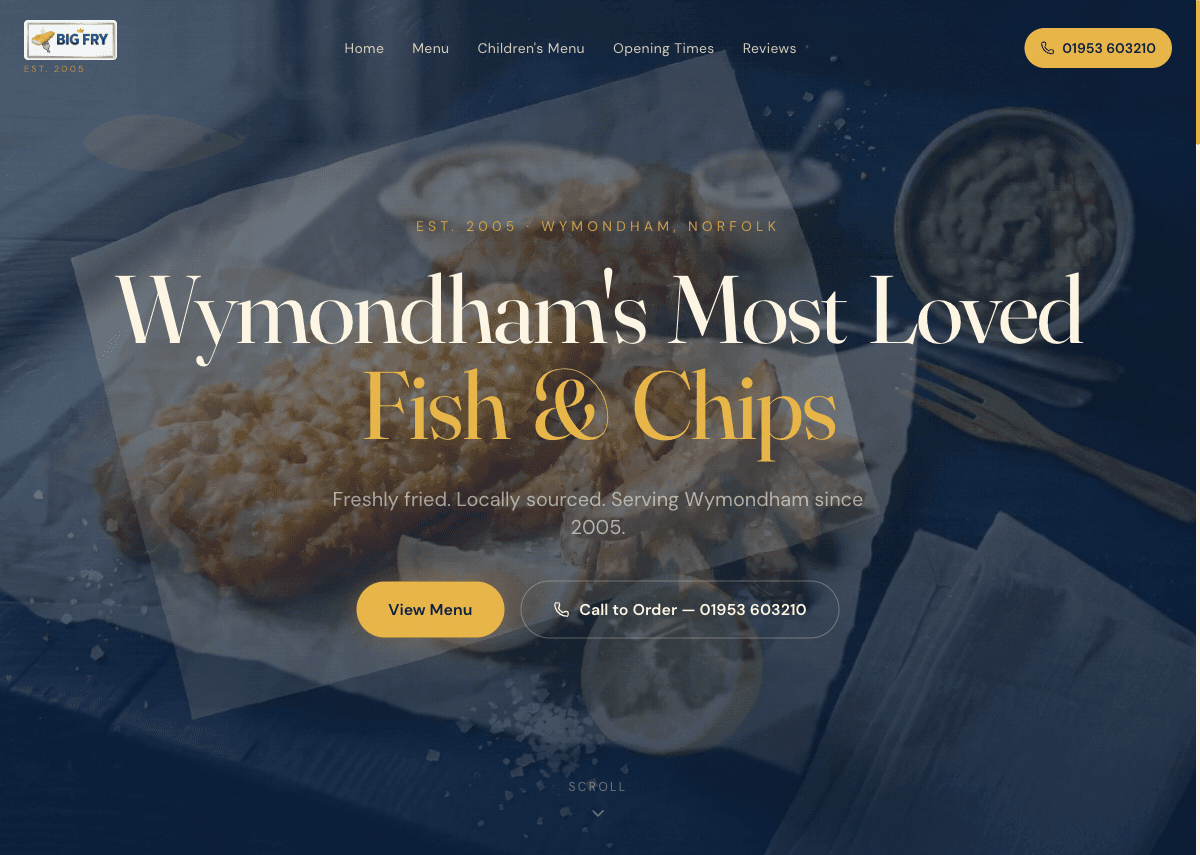 Big Fry Wymondham website preview